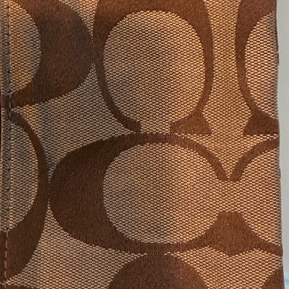 Coach Brown Signature Clutch with Leather Trim